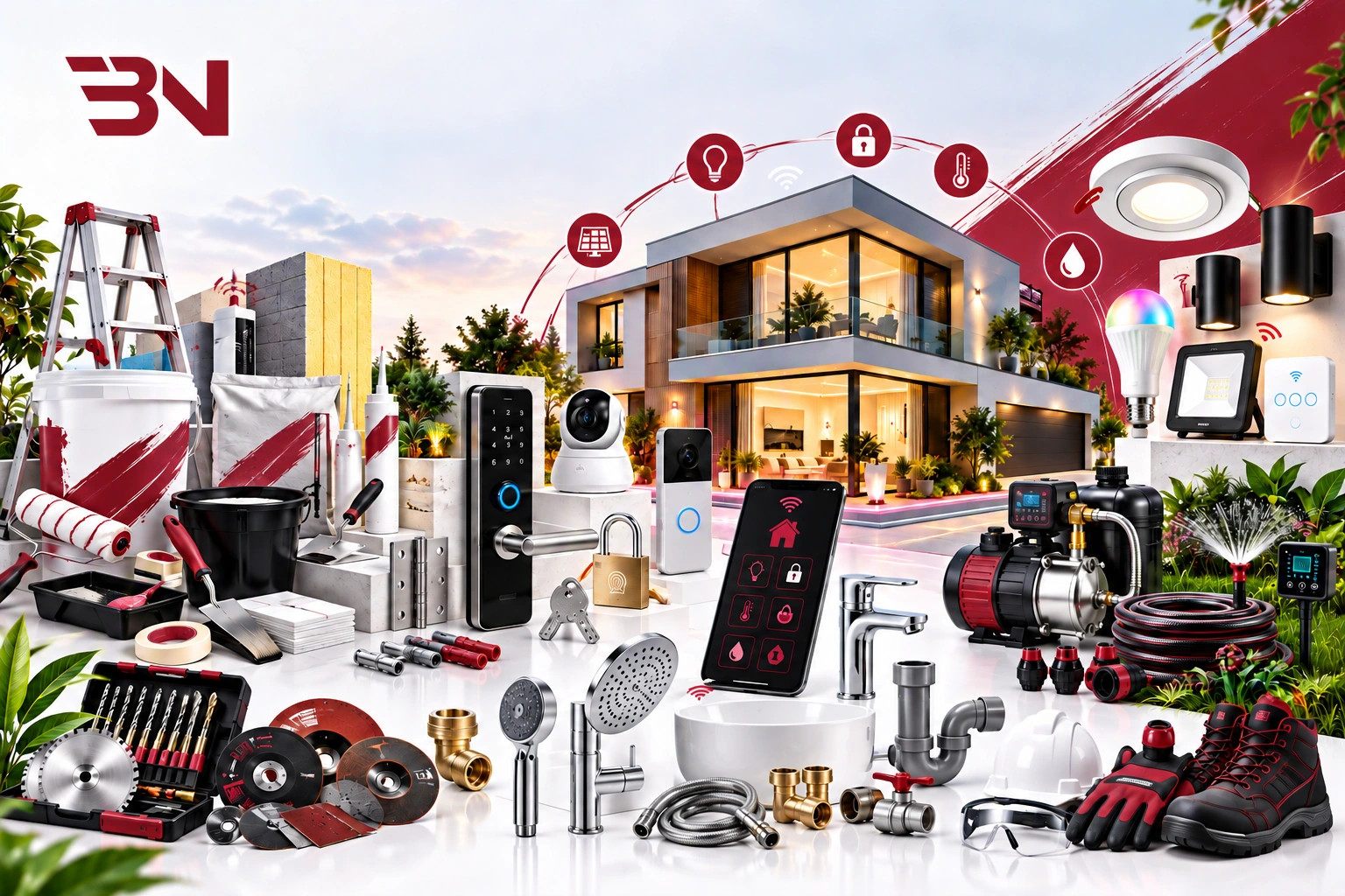 Bribanour product range: paint, bathroom fittings, electrical supplies, tools, hot water and garden