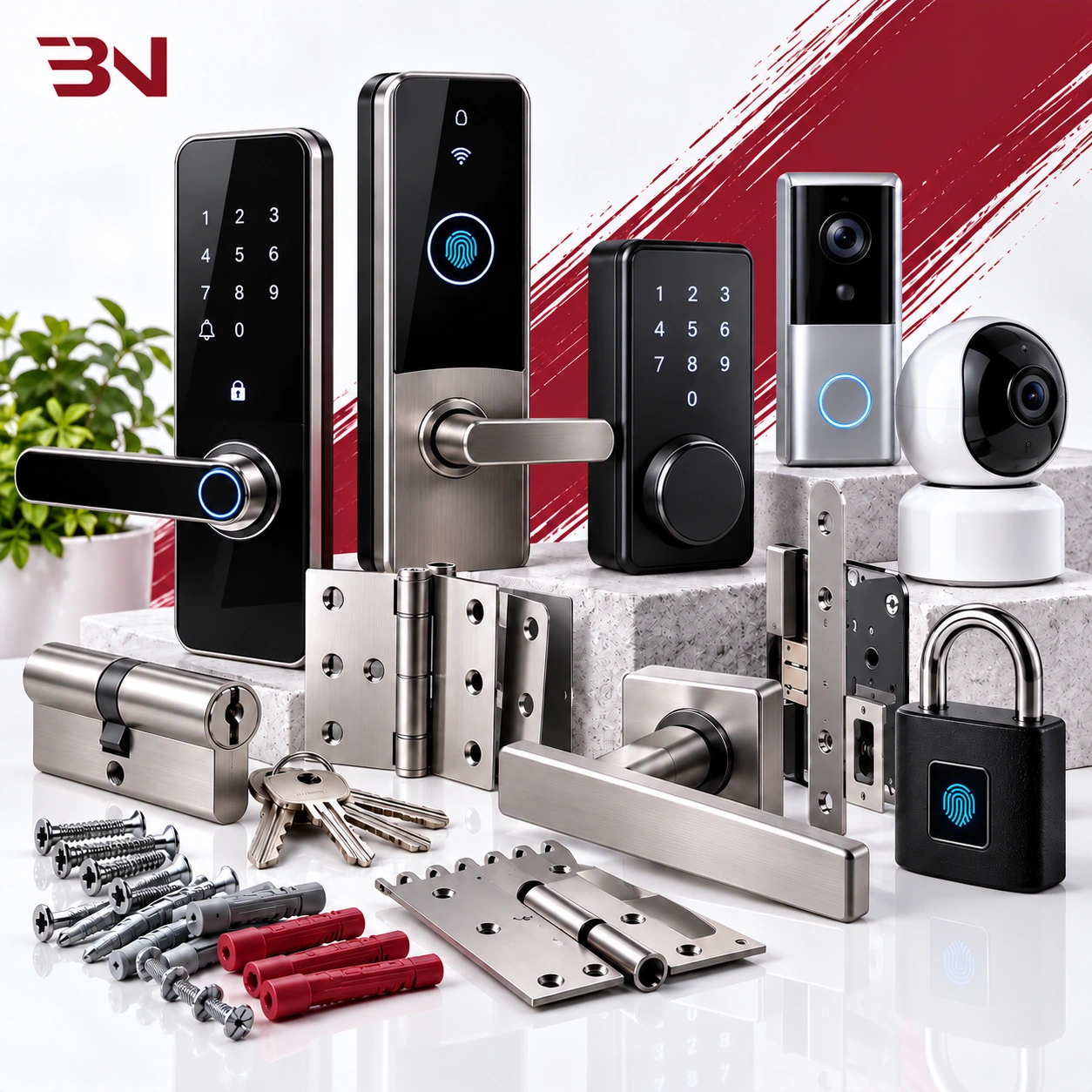 Locks, handles, cameras and smart doorbells