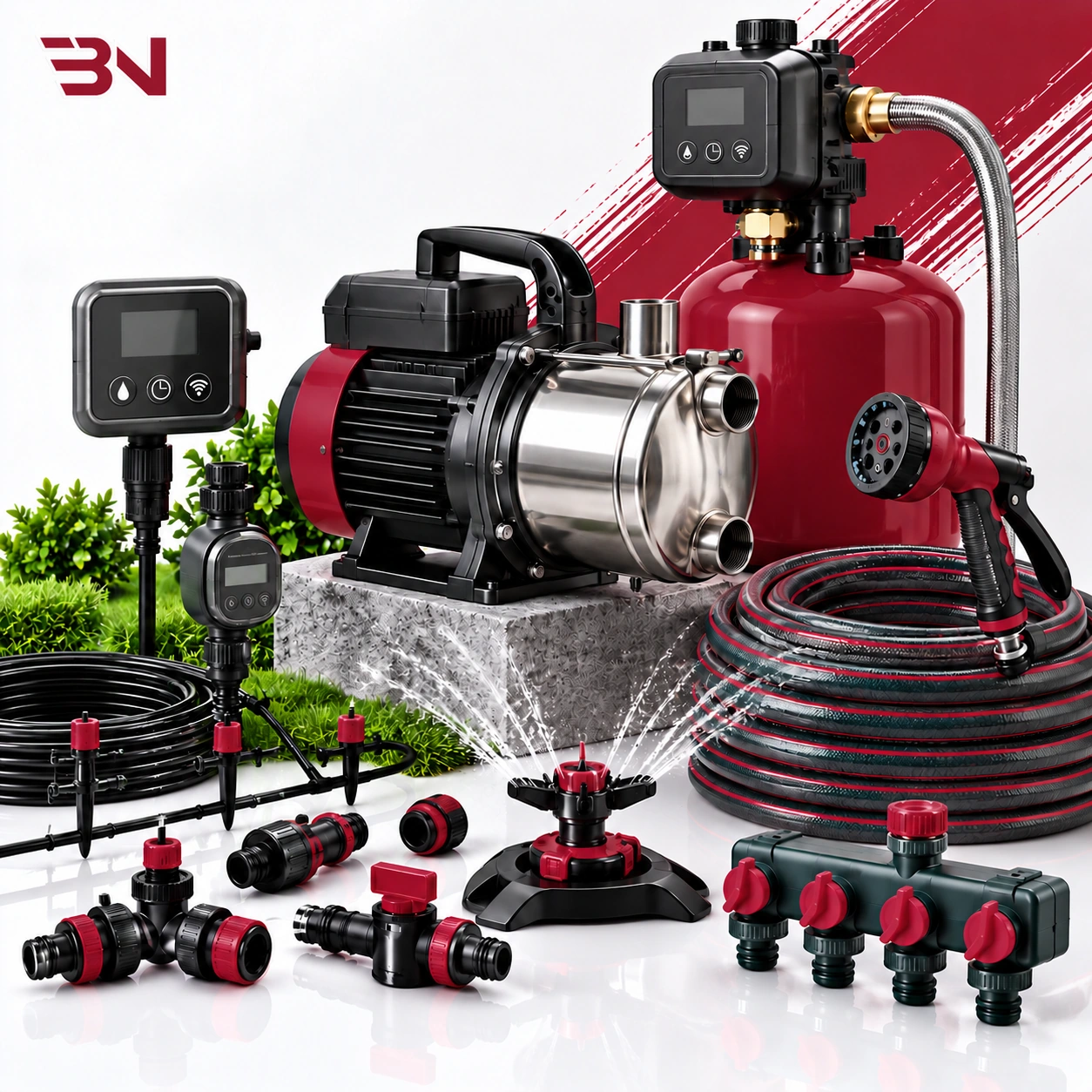 Water pumps, pressure boosters, irrigation and controllers