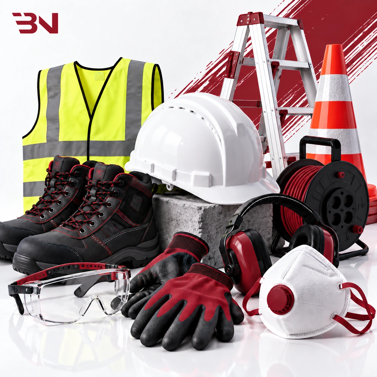 Gloves, safety glasses, helmets and site equipment